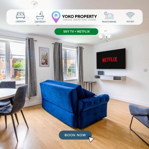 Clover Apartment - Sleeps 5 - Free Parking, Self-Check-In, Fast Wifi and Sky TV by Yoko Property